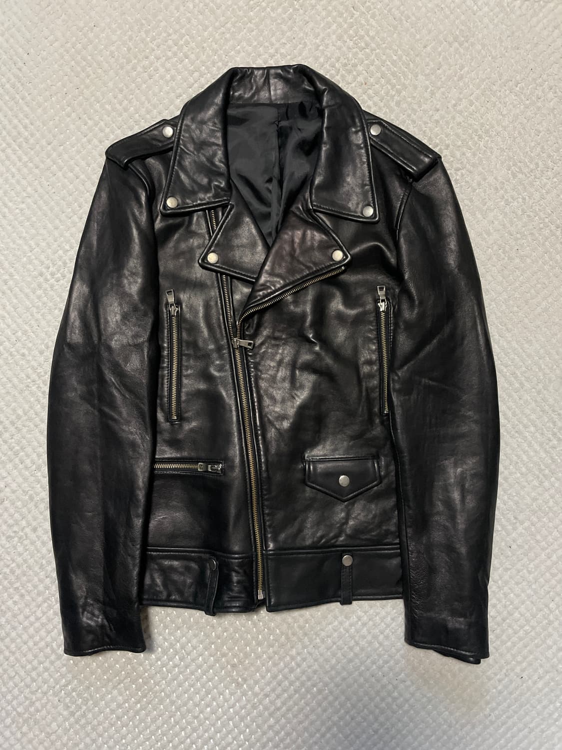 웨스턴 무드 이태리 램스킨 양가죽 클래식 레더 자켓 상품이미지1