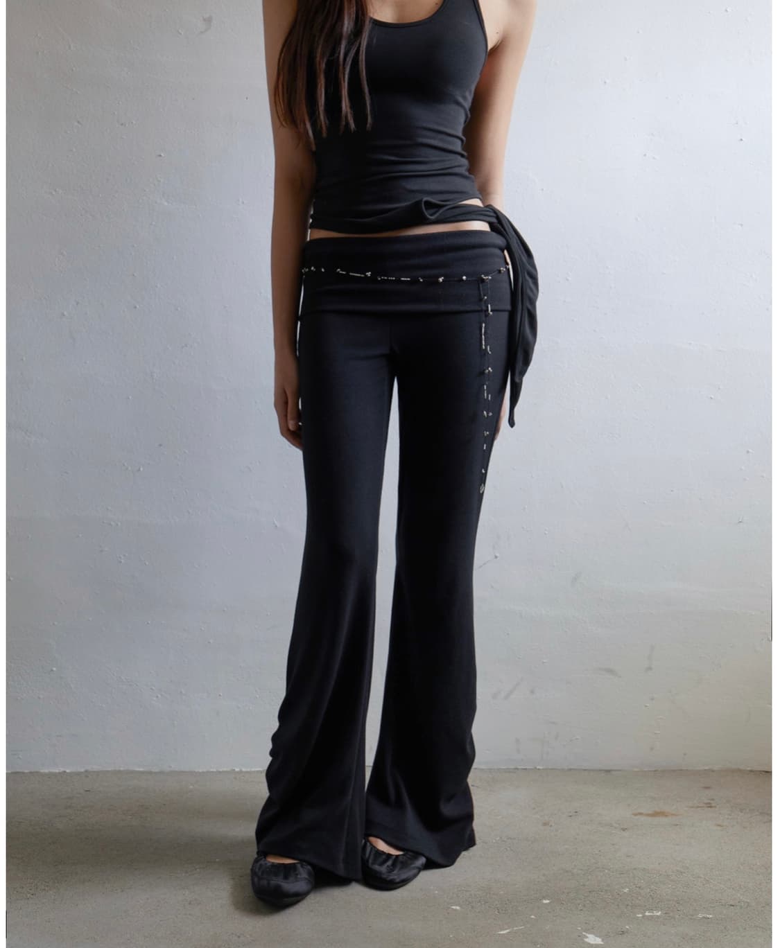 택포)새상품)peyote 폴딩 웨이스트 셔링 팬츠 상품이미지4