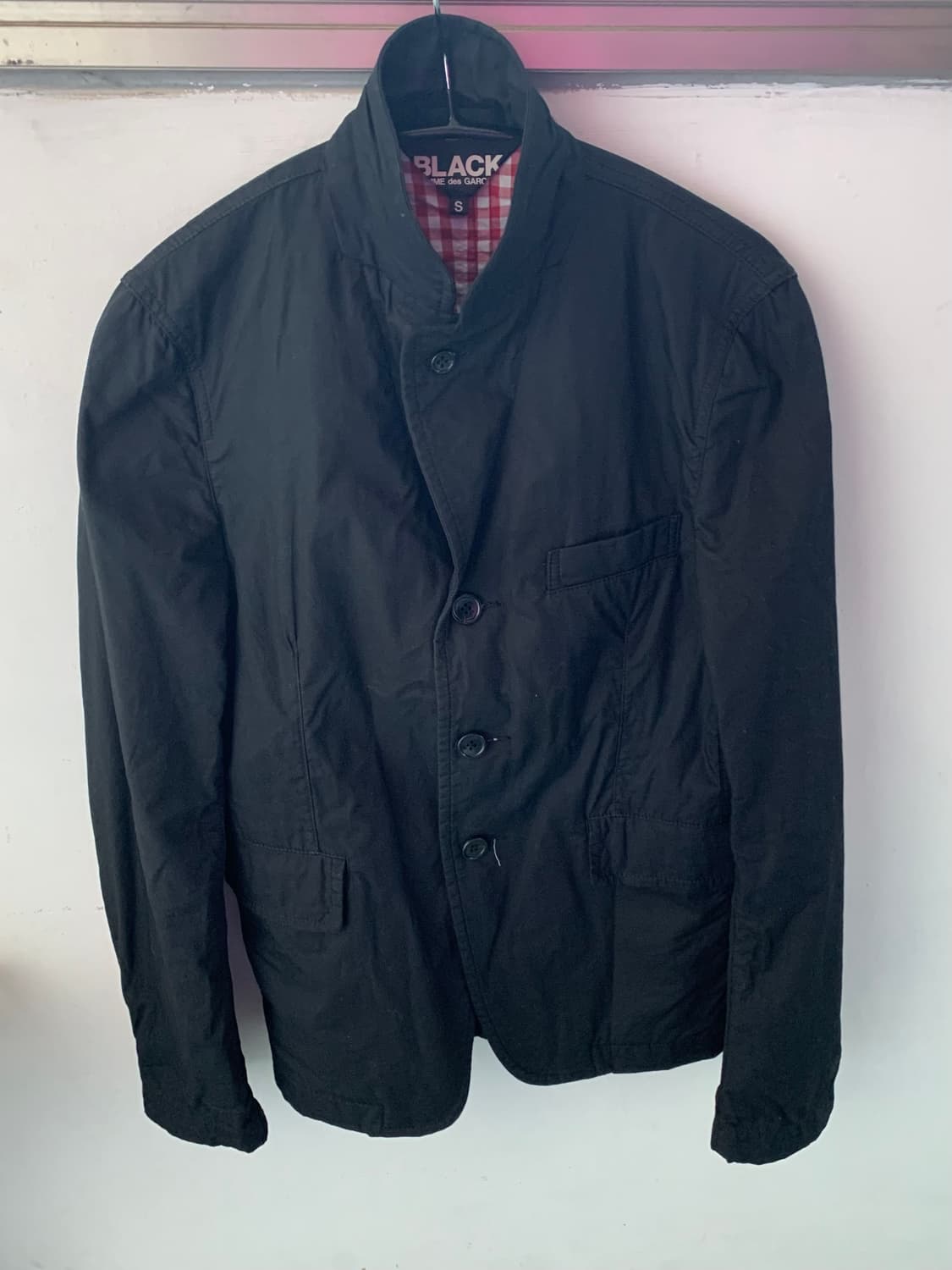 꼼데가르송블랙 깅엄테일러드자켓 s 상품이미지3