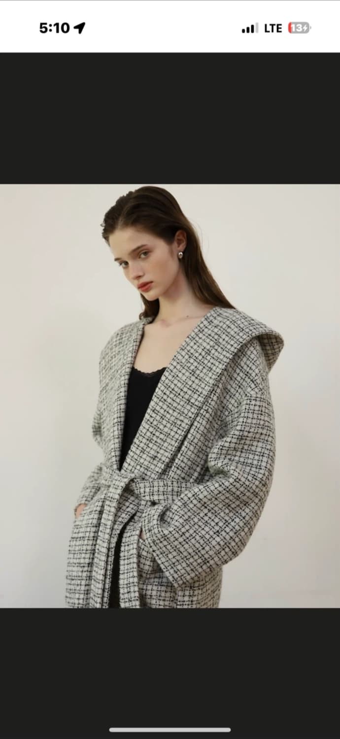 블루민 트위드후드 코트 상품이미지1