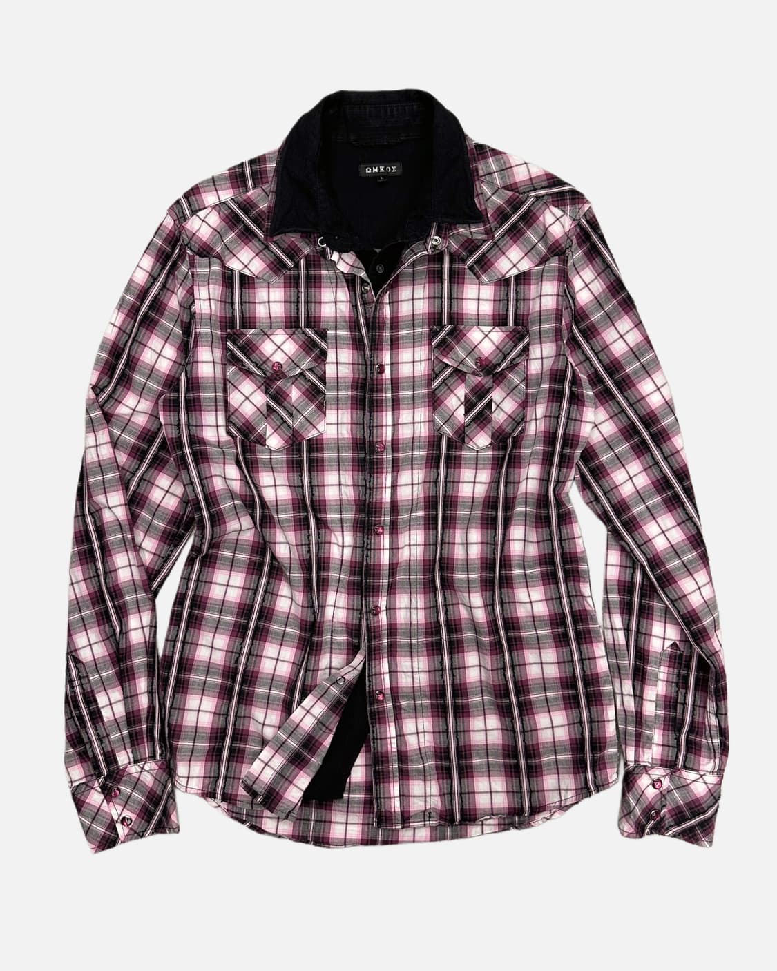 western texture check layered shirt 상품이미지1