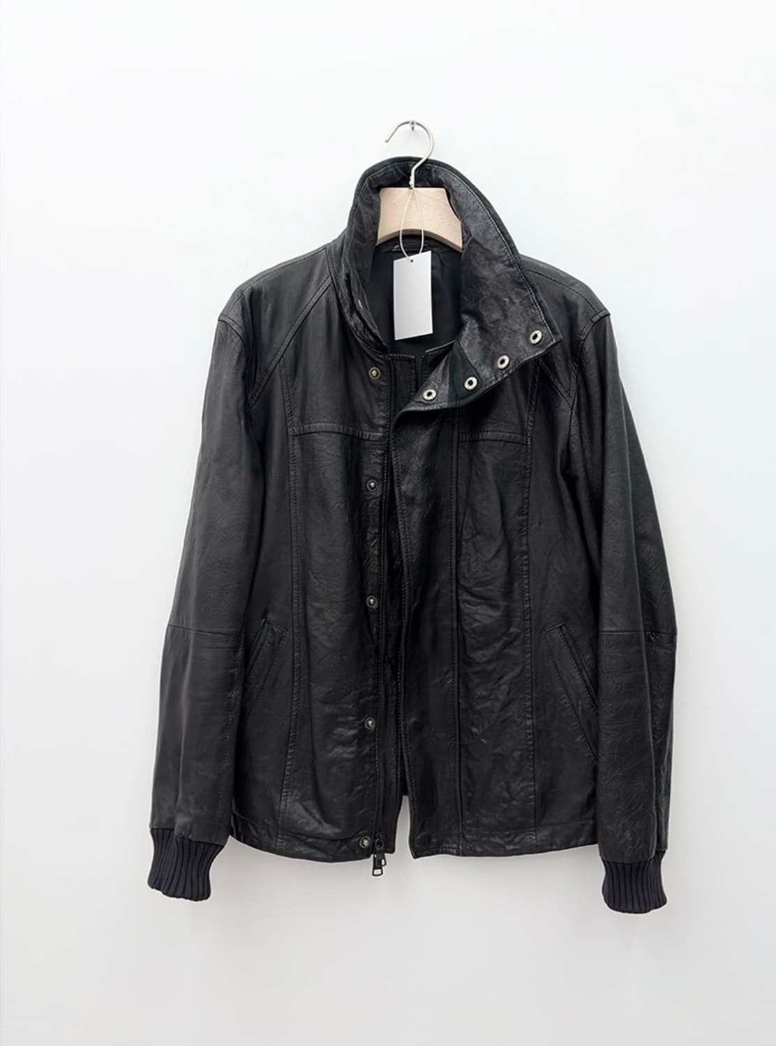 아르마니 익스체인지 하이넥 레더 자켓 상품이미지3