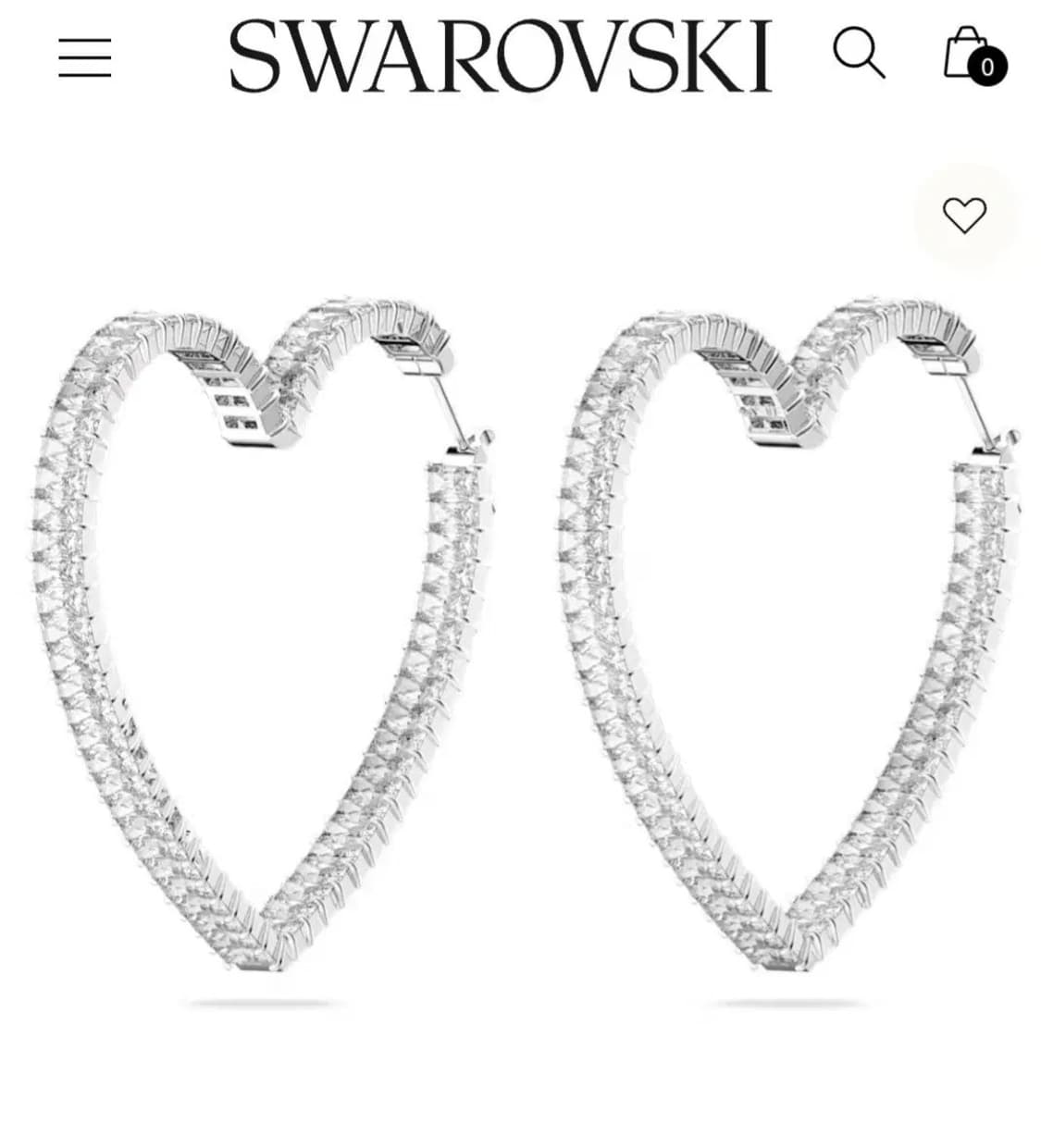 정가48만~새제품)스와로브스키 바게트컷 하트 귀걸이 정품 상품이미지4