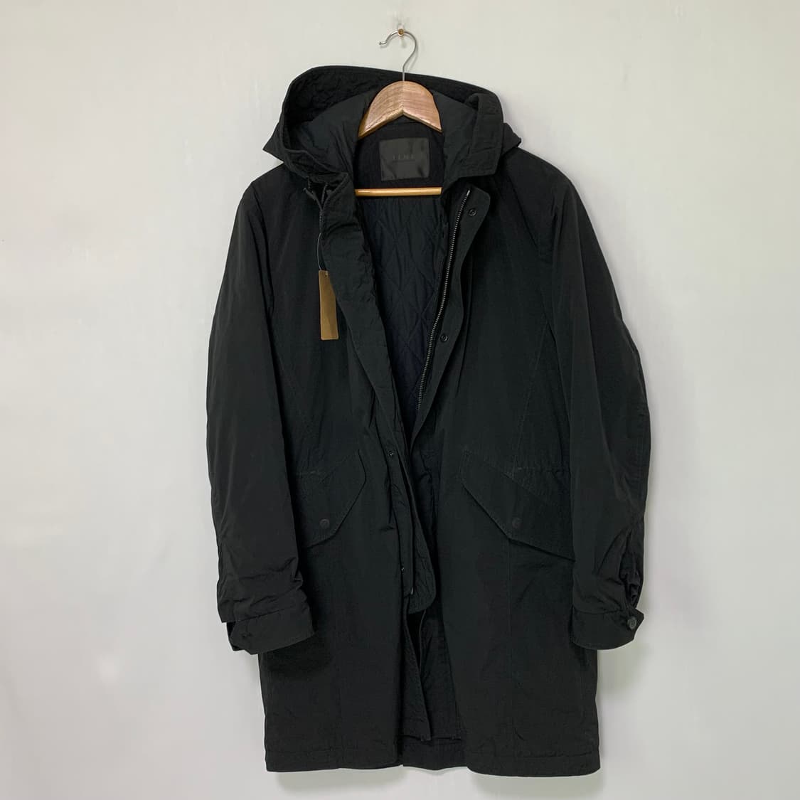 한섬 타임 후드 롱 야상 코트점퍼 블랙 100 남녀공용 상품이미지5