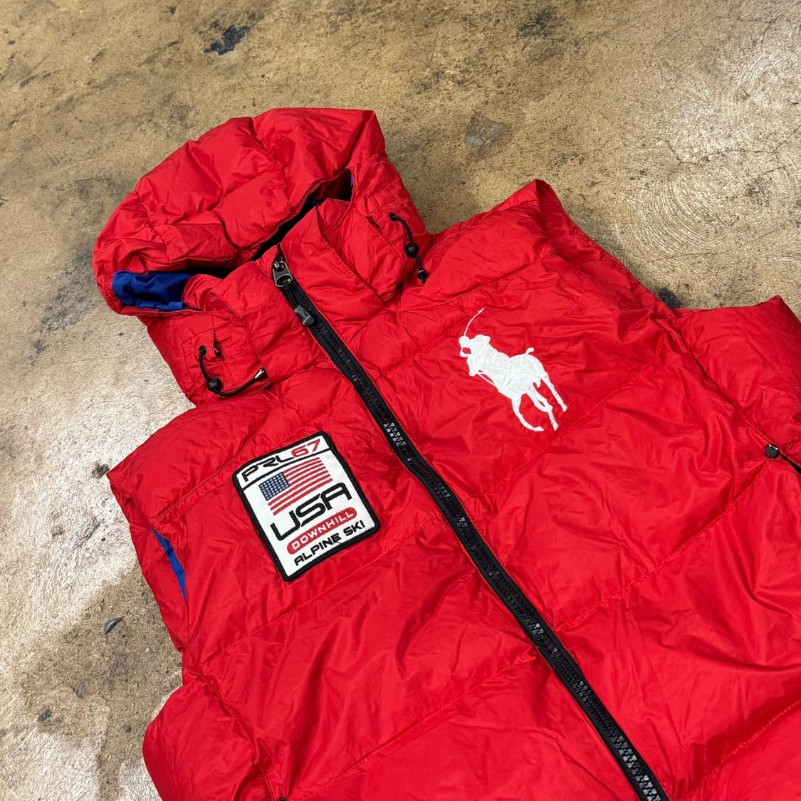 폴로 랄프로렌 레드 빅포니 USA 유에이 후드 패딩 조끼  상품이미지1