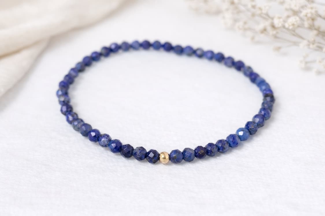 천연 라피스라줄리 원석 팔찌/ 천연 14K 골드필드 포인트 데일리 팔찌 상품이미지3