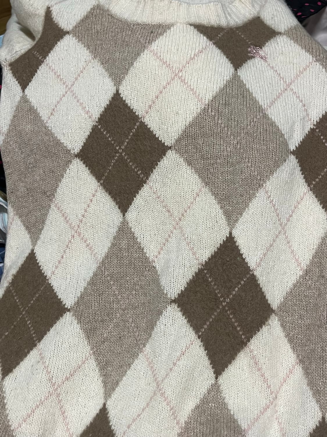 버버리 블루라벨 라떼갸루 아가일 니트 원피스 상품이미지5