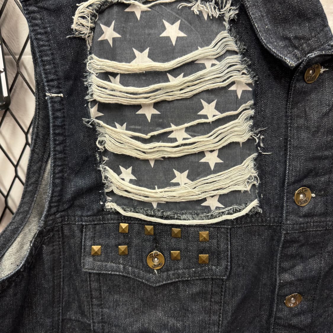 USA VINTAGE 데님 조끼 전후면 성조기 포인트 진청 상품이미지8