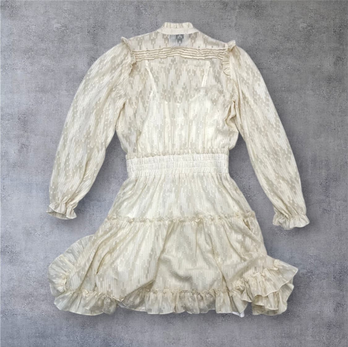 베르니스 크림 보헤미안 프릴 자카드 시스루 미니 원피스 36 상품이미지9