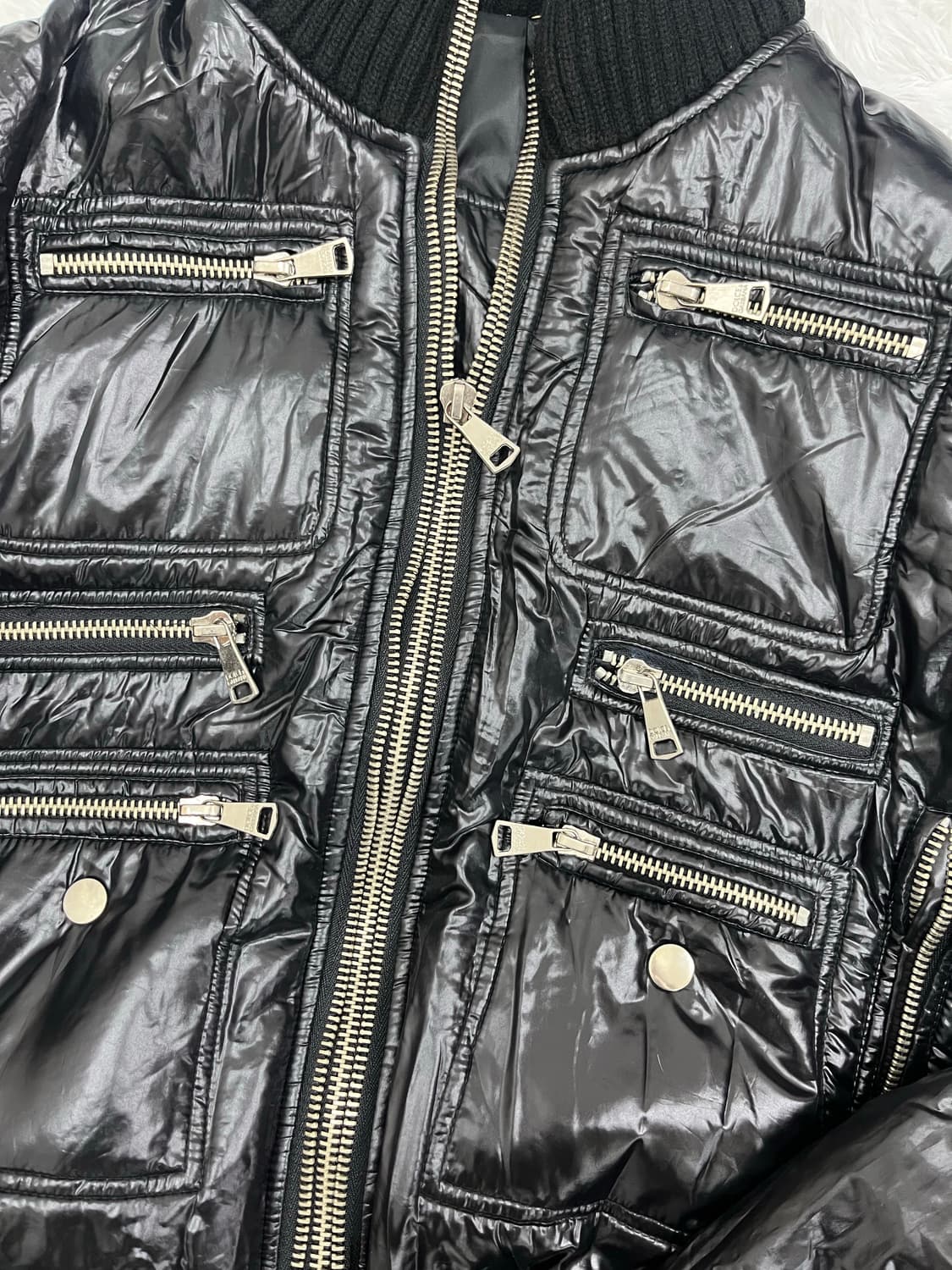 Dolce&gabbana 니트 하이넥 글로시 더블 지퍼 패딩 상품이미지8