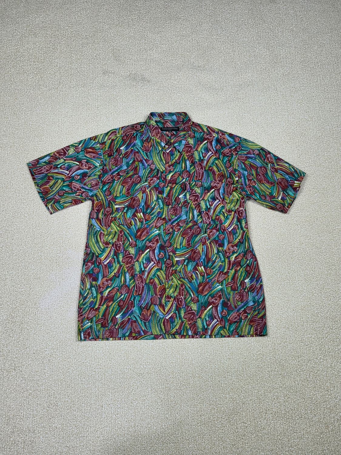 [마리오 발렌티노] 멀티 컬러 추상 패턴 코튼 반팔 셔츠 | S00120 상품이미지1