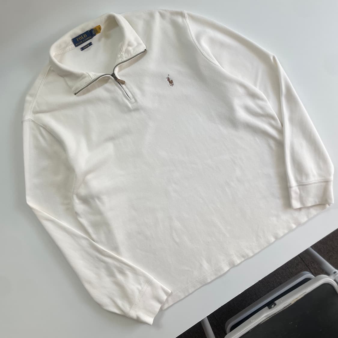Polo 폴로 랄프로렌 현행QR 아몬드 화이트 하프집업 니트 상품이미지2