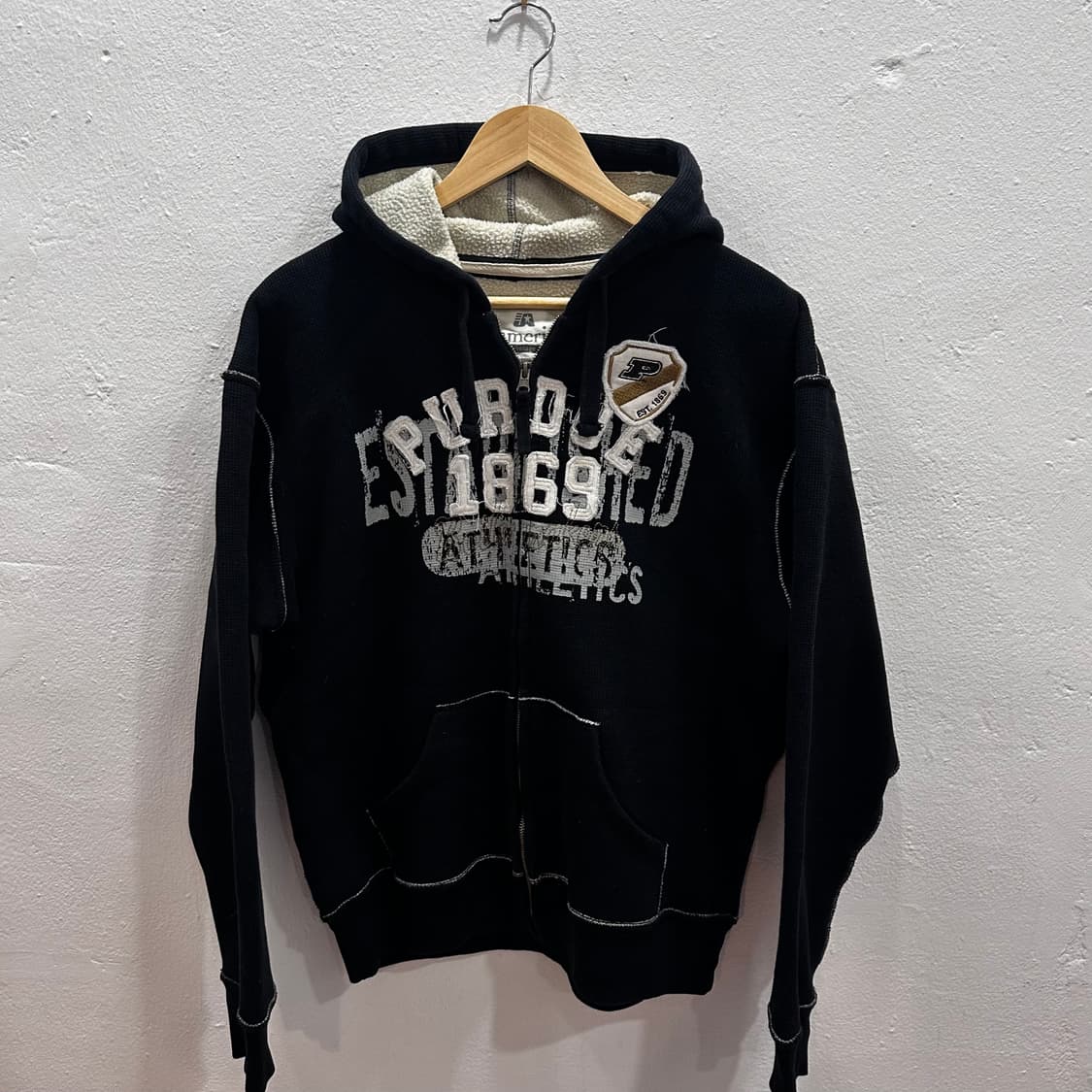 J.America 스티치 자수 와플 쉐르파 후드 집업L 상품이미지4