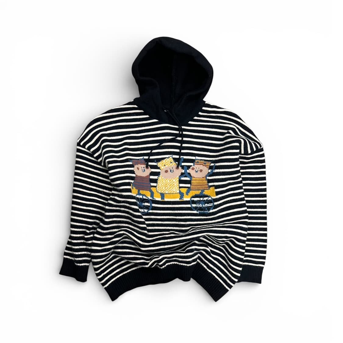 Striped embroidered knit hood 상품이미지1