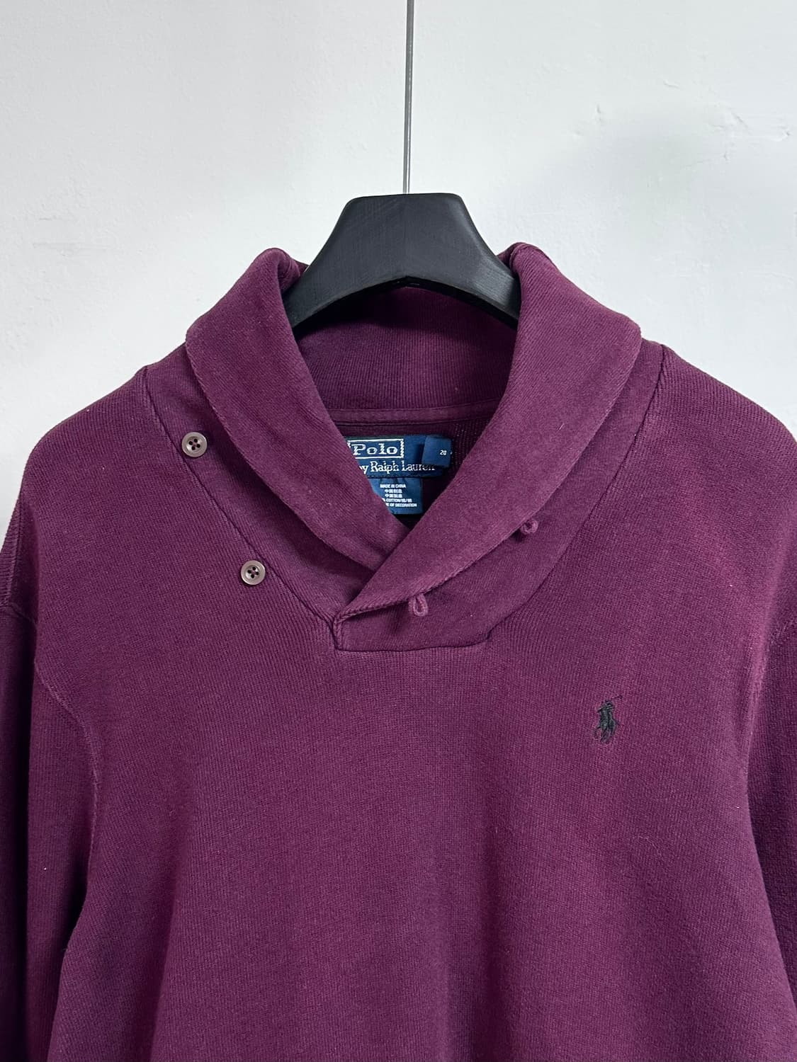 폴로 랄프로렌 버건디 숄카라 맨투맨 (on.399) 상품이미지2