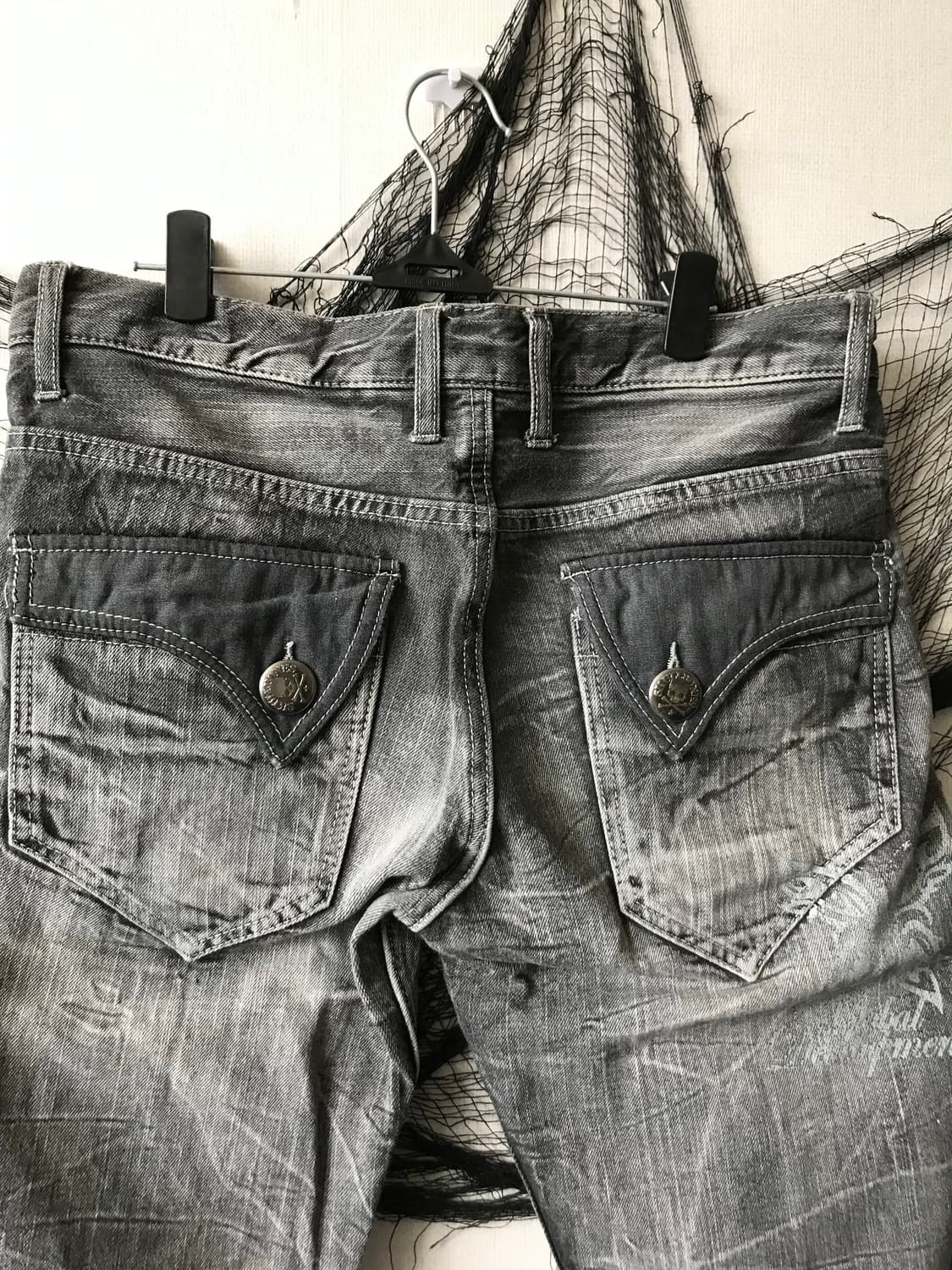 00s punk web detailed half jeans  상품이미지4