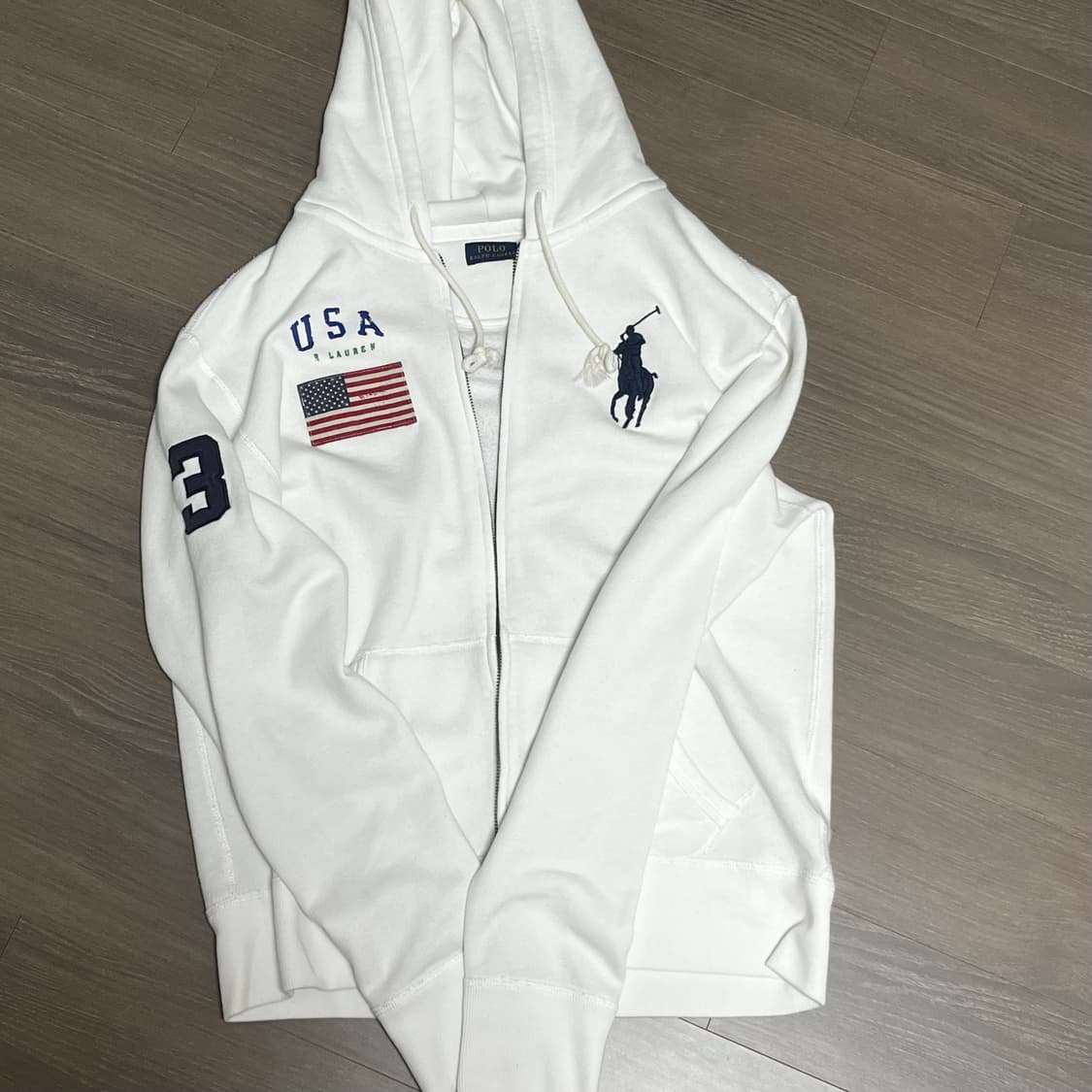 폴로 빅포니 성조기 후드집업 화이트 L 상품이미지1