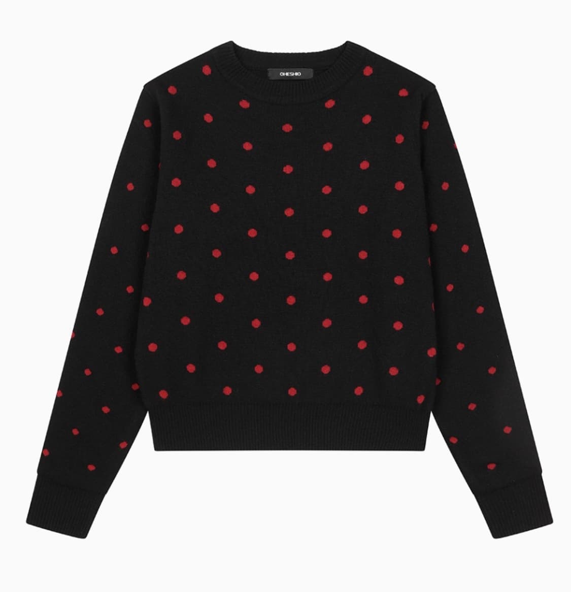 오헤시오 CASHMERE DOT KNIT, BLACK RED 상품이미지1