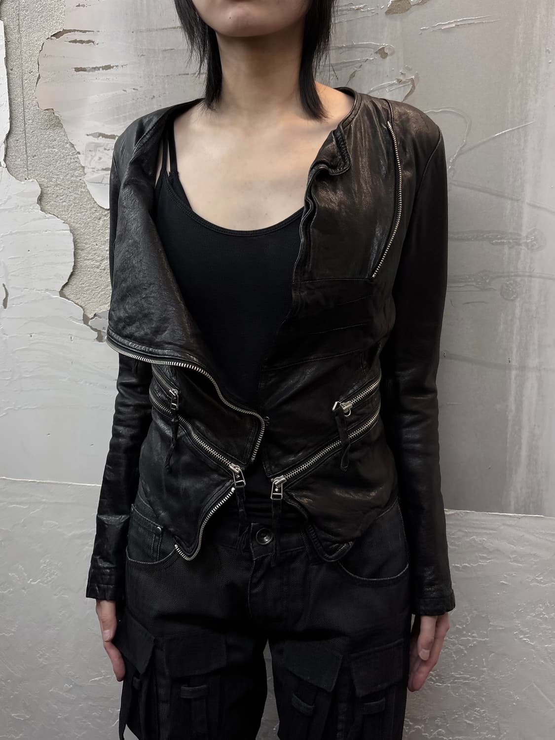 zipper detail sheepskin jacket 상품이미지2