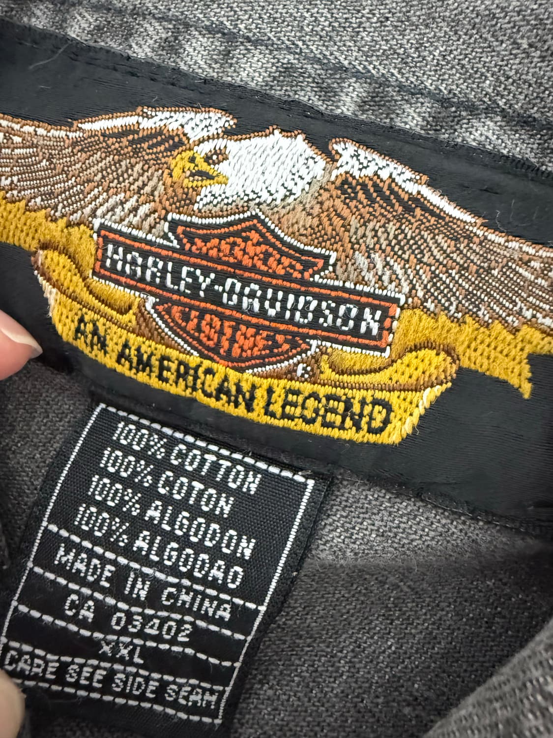 빈티지) 커스텀 크롭 할리 데이비슨 데님 셔츠 남방 유이브 상품이미지3