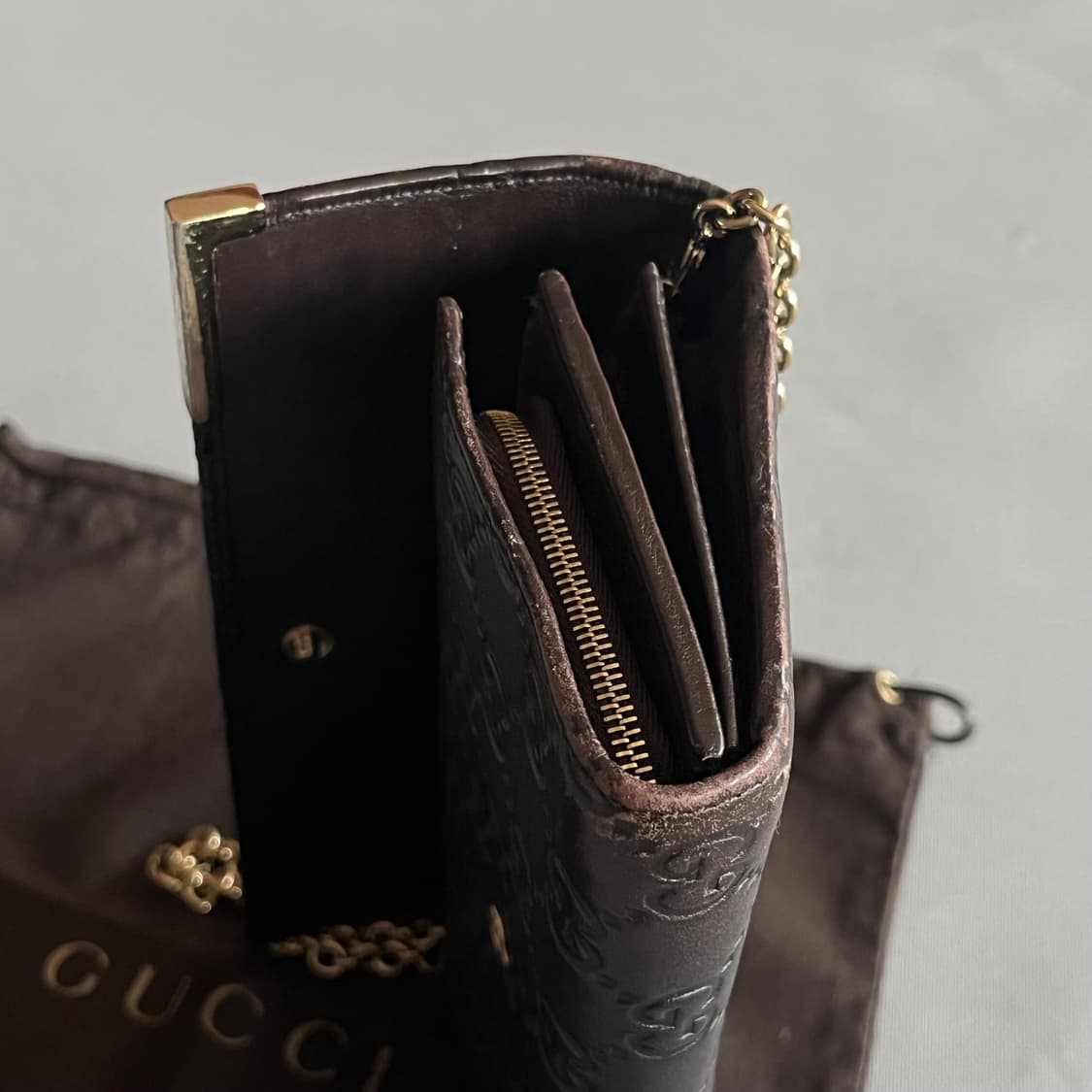 구찌 레더 체인 클러치/지갑 상품이미지3