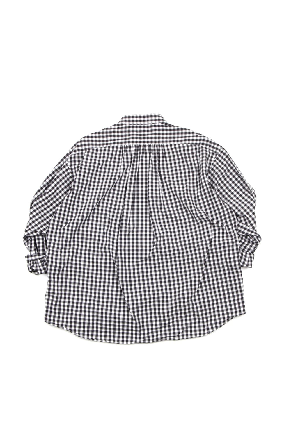 PORTER CLASSIC 롤업 깅엄 체크 셔츠 블랙 상품이미지5