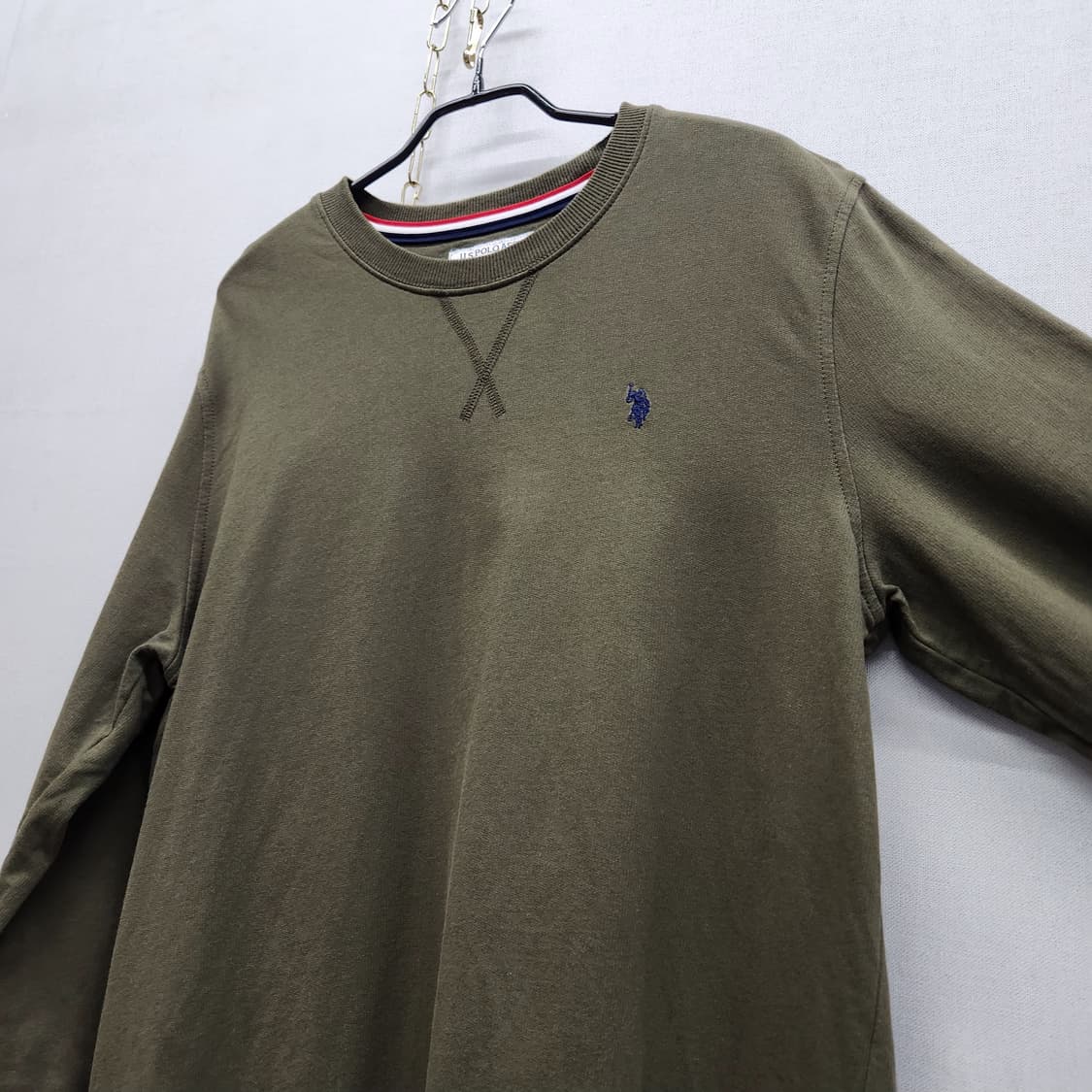 U.S폴로 로고자수 올리브카키 맨투맨 L(L) 상품이미지3