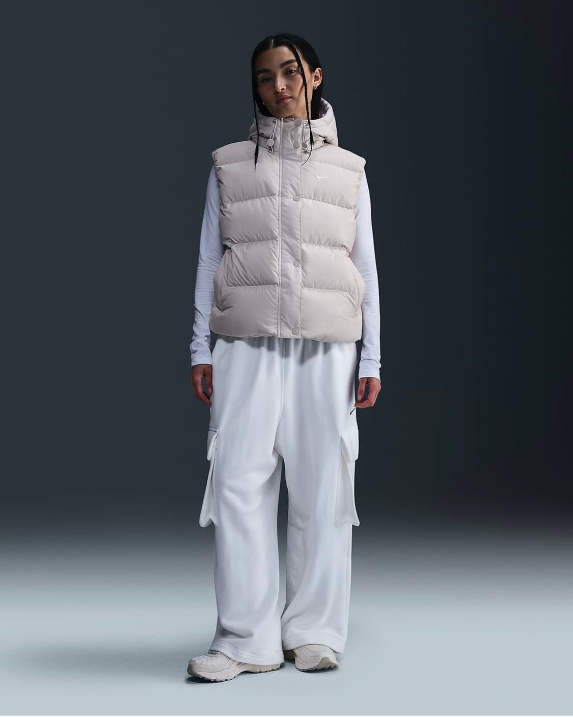 나이키 후드 패딩조끼 크림 상품이미지3