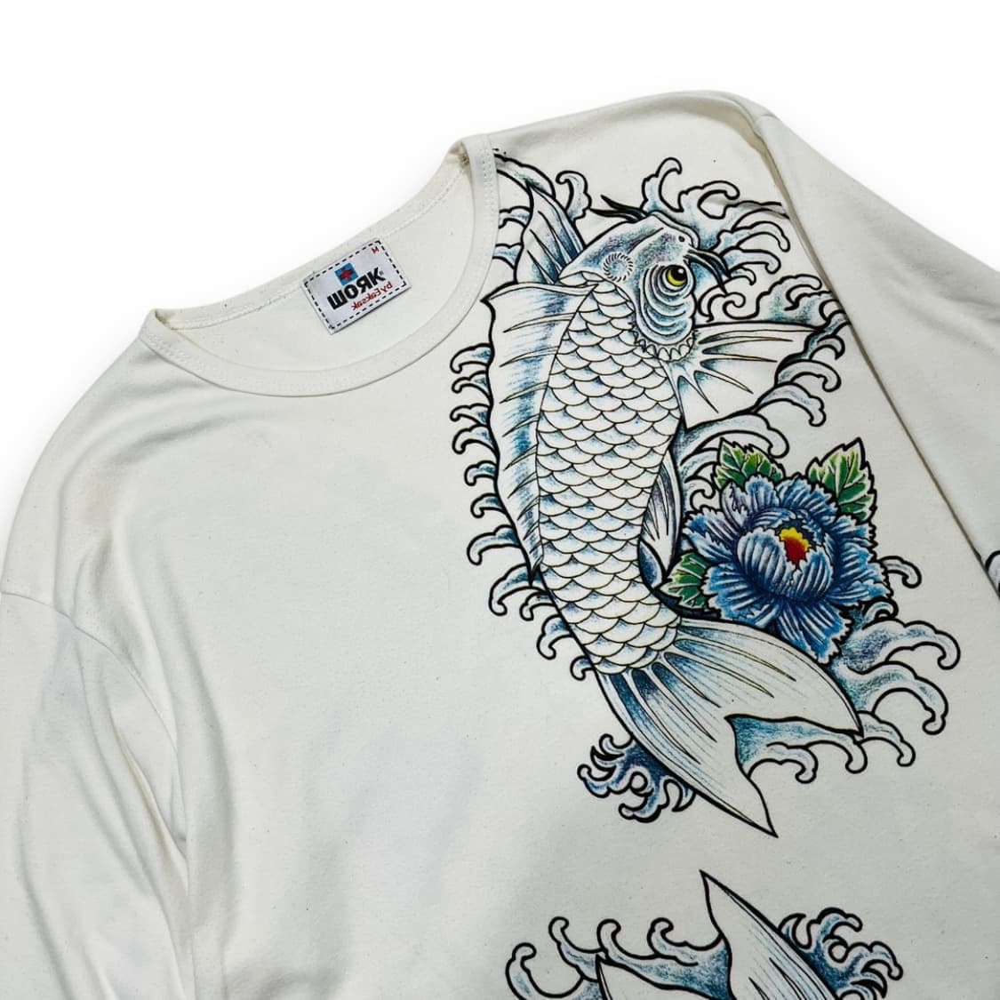 오리엔탈 워크 타투 잉어 이레즈미 화이트 롱 슬리브 상품이미지2