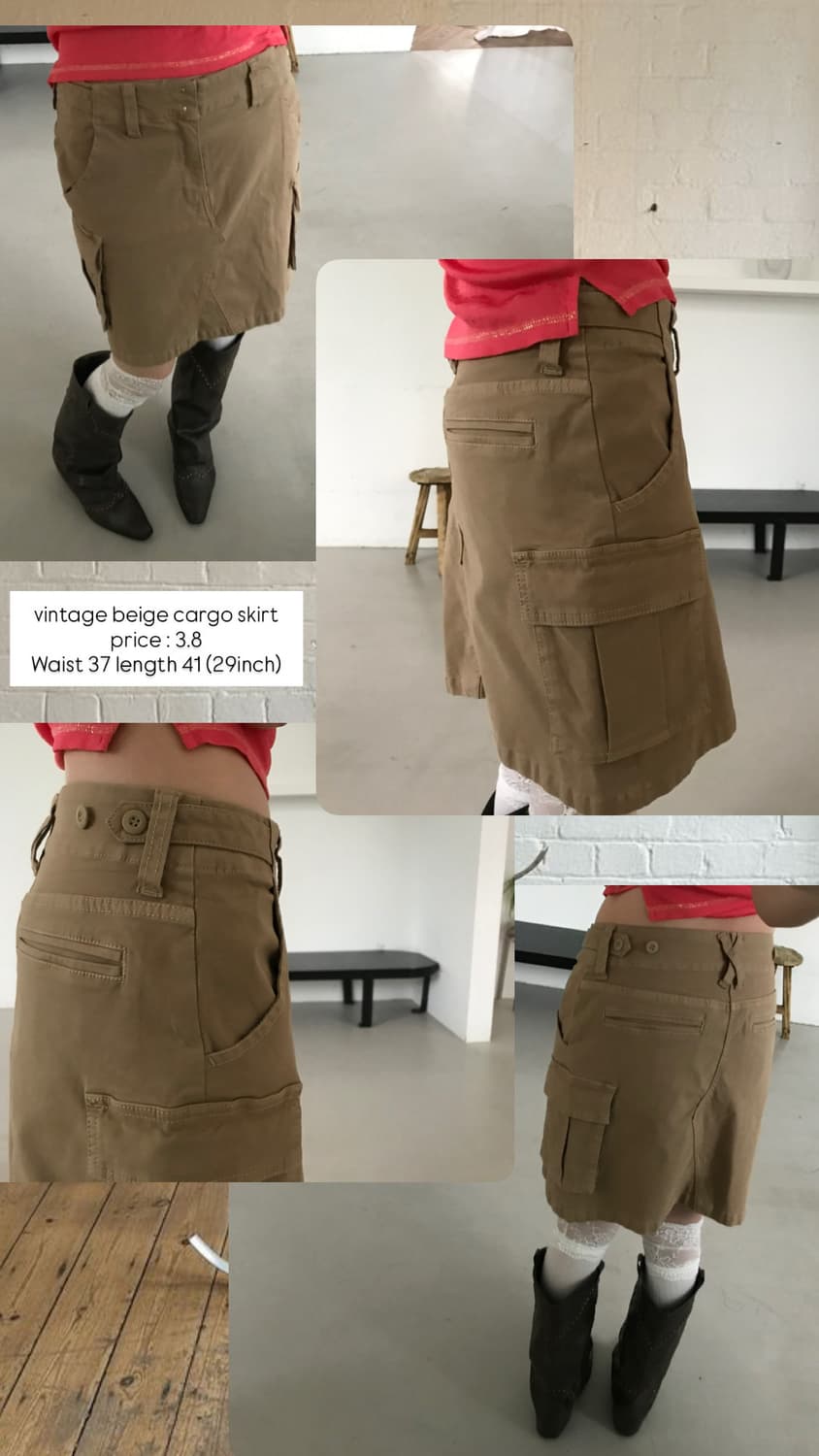 vintage beige cargo skirt 상품이미지9