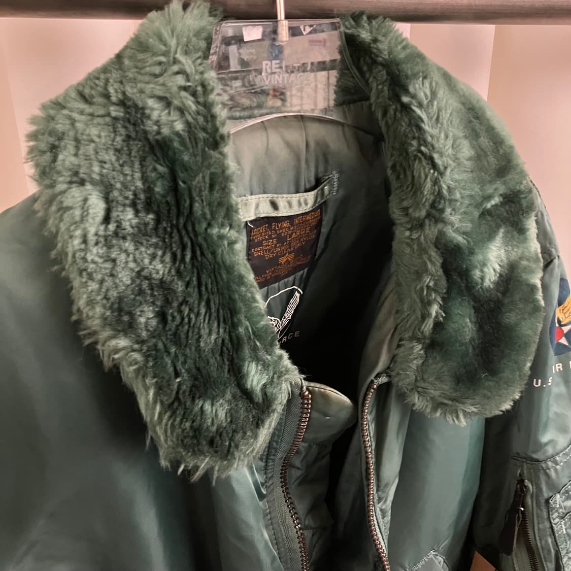 알파인더스트리 세이지 그린 B-15D 항공점퍼 L 상품이미지4