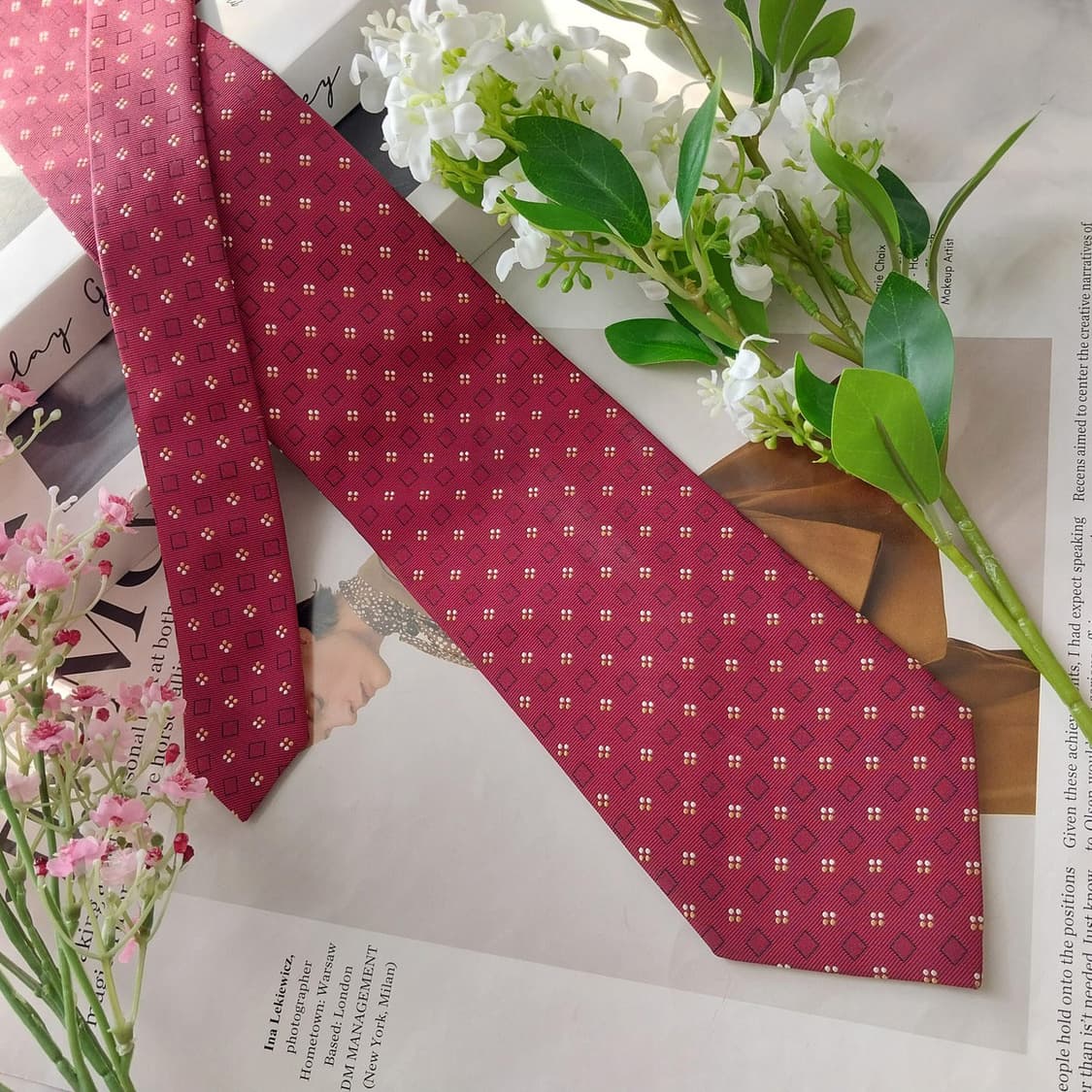 에르메네질도 제냐 실크 와인 패턴 넥타이 9.4cm A등급 K1711
 상품이미지4