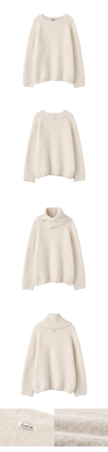 제너럴 아이디어 넥 워머 루즈핏 부클 니트 상품이미지2