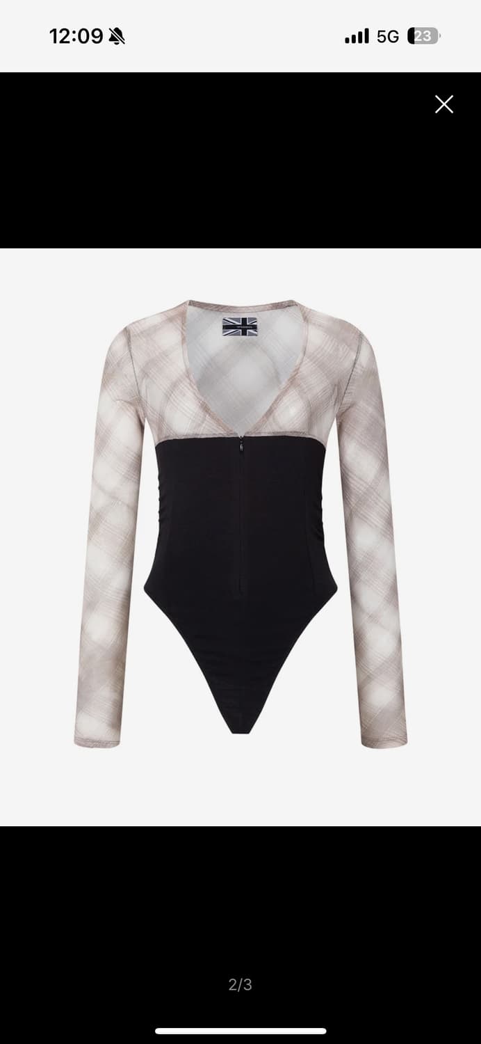 플리즈노팔로우 Etta Check Bodysuit (Black) 상품이미지2