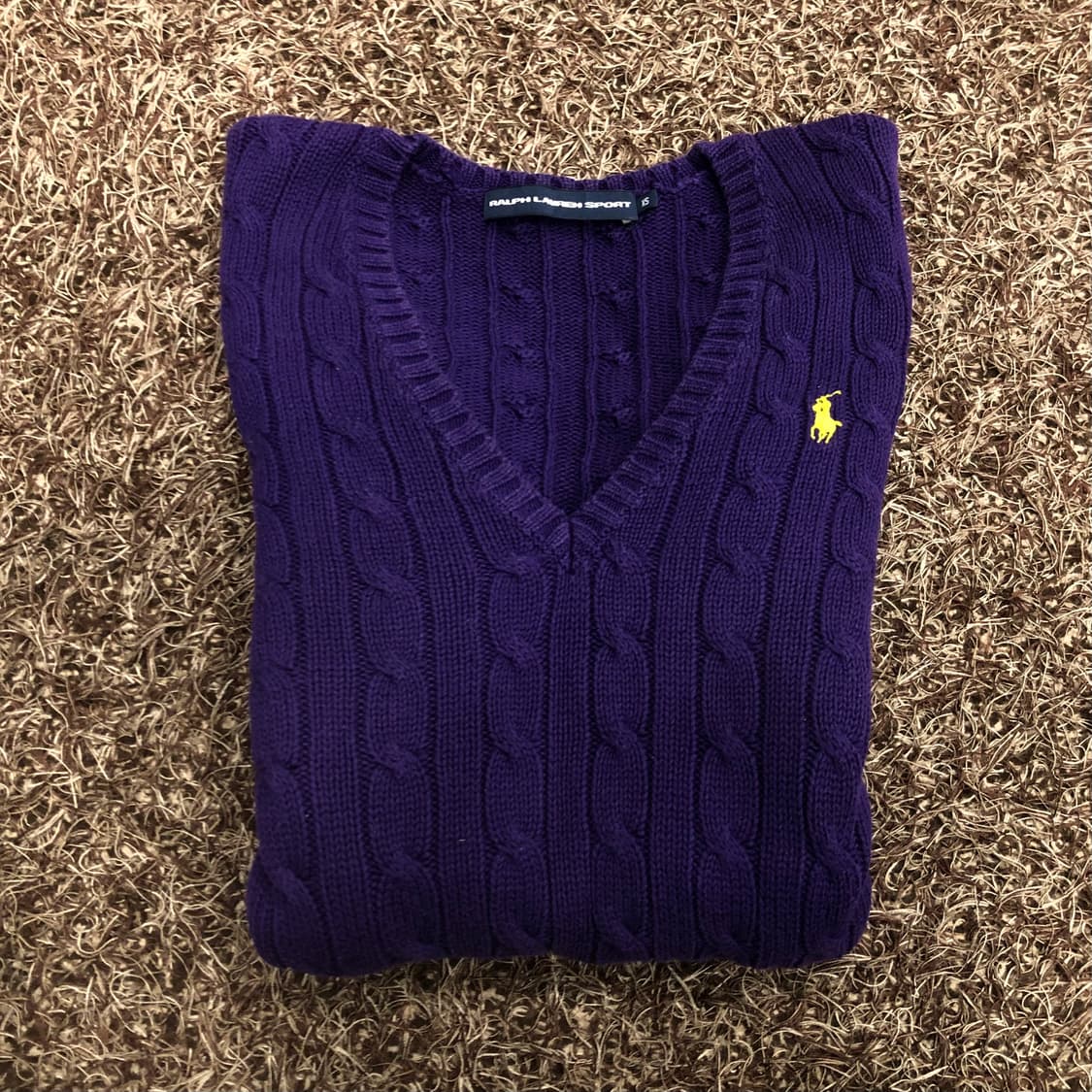 폴로 랄프로렌 여성 퍼플 브이넥 니트 상품이미지1