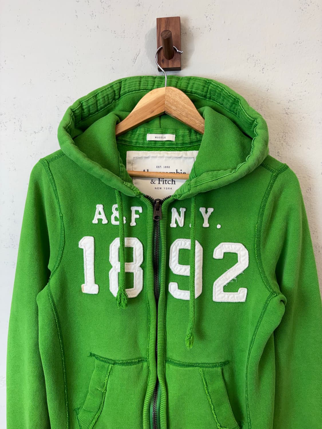 아베크롬비 빈티지 그린 자수로고 후드집업 상품이미지4
