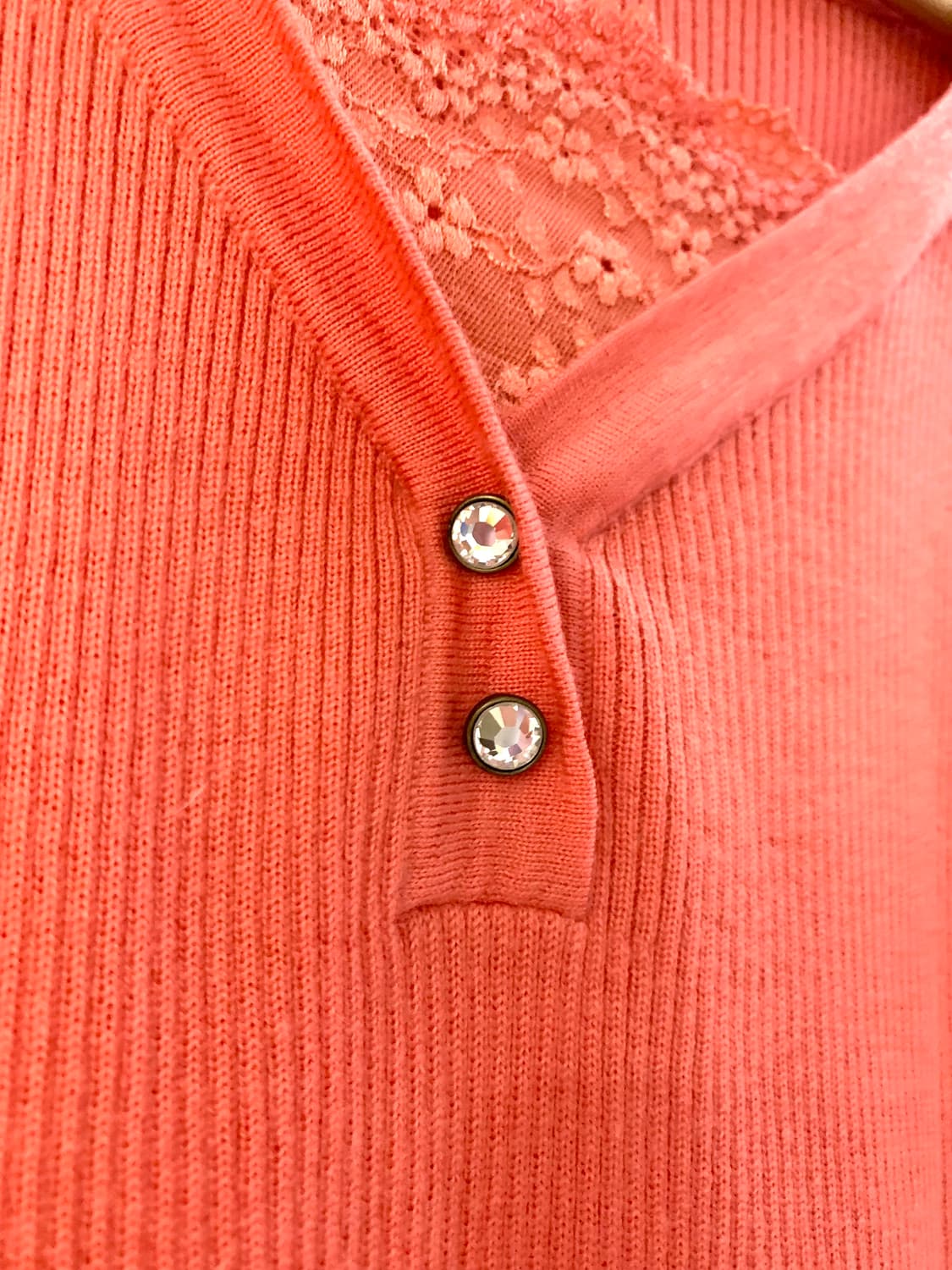 일본빈티지 자몽색 레이어트 골지 롱슬리브 상품이미지2