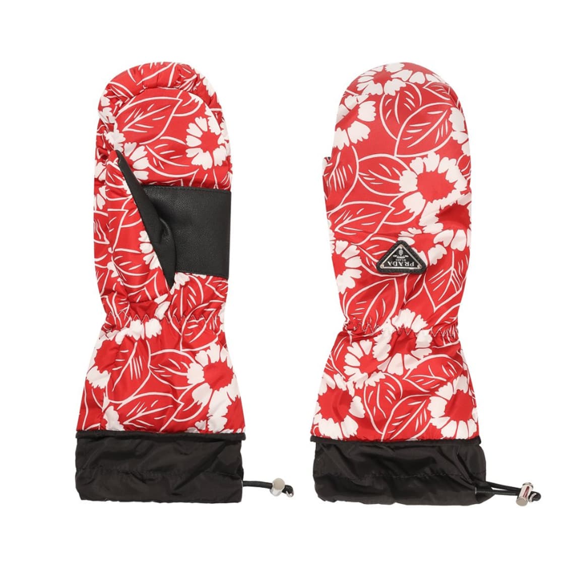 새상품 프라다 패딩 장갑 트라이앵글 로고 플라워 레드 상품이미지3