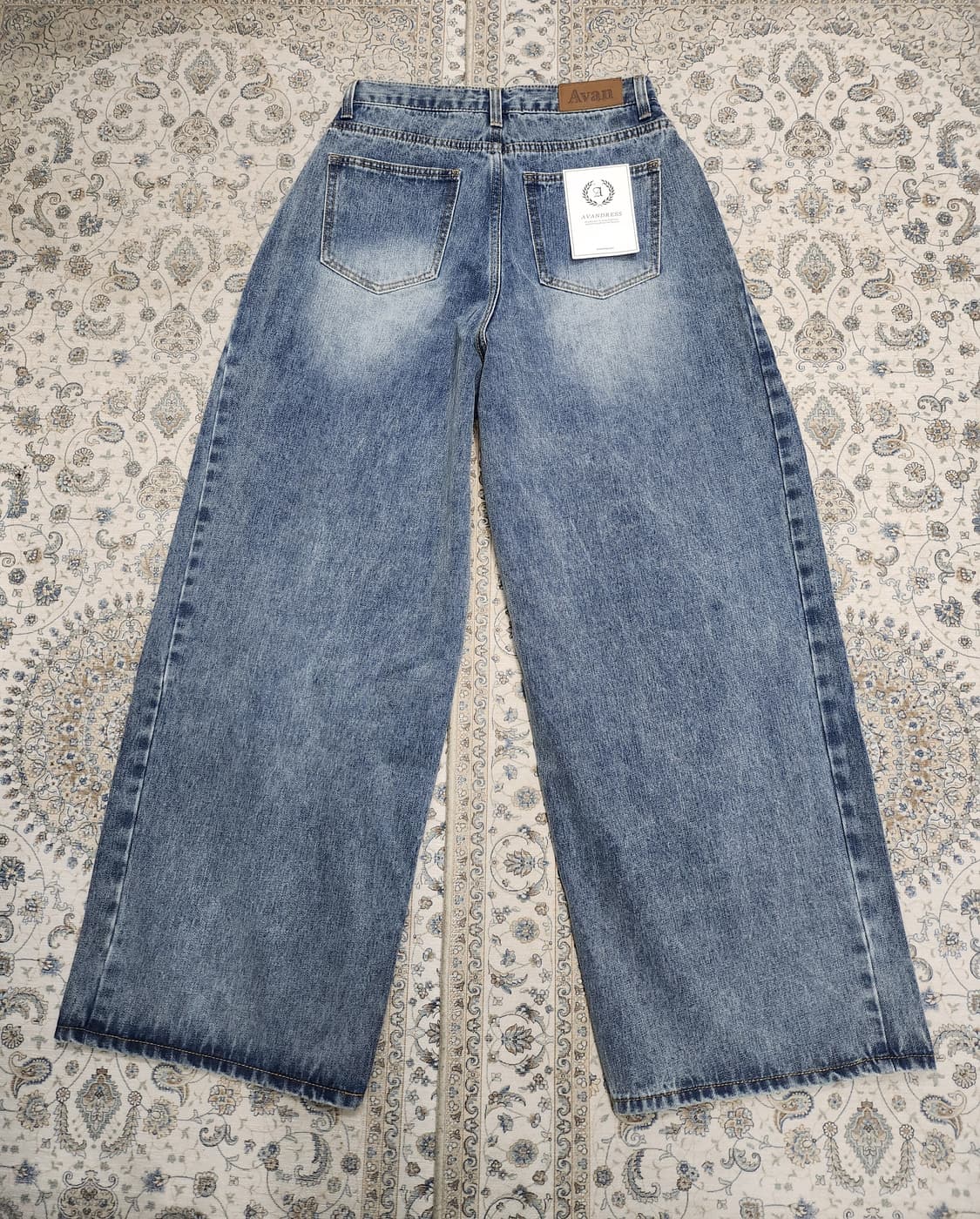 (새상품) Avan 드레스 데미지 워싱 와이드 데님 팬츠 (26-29) 상품이미지2