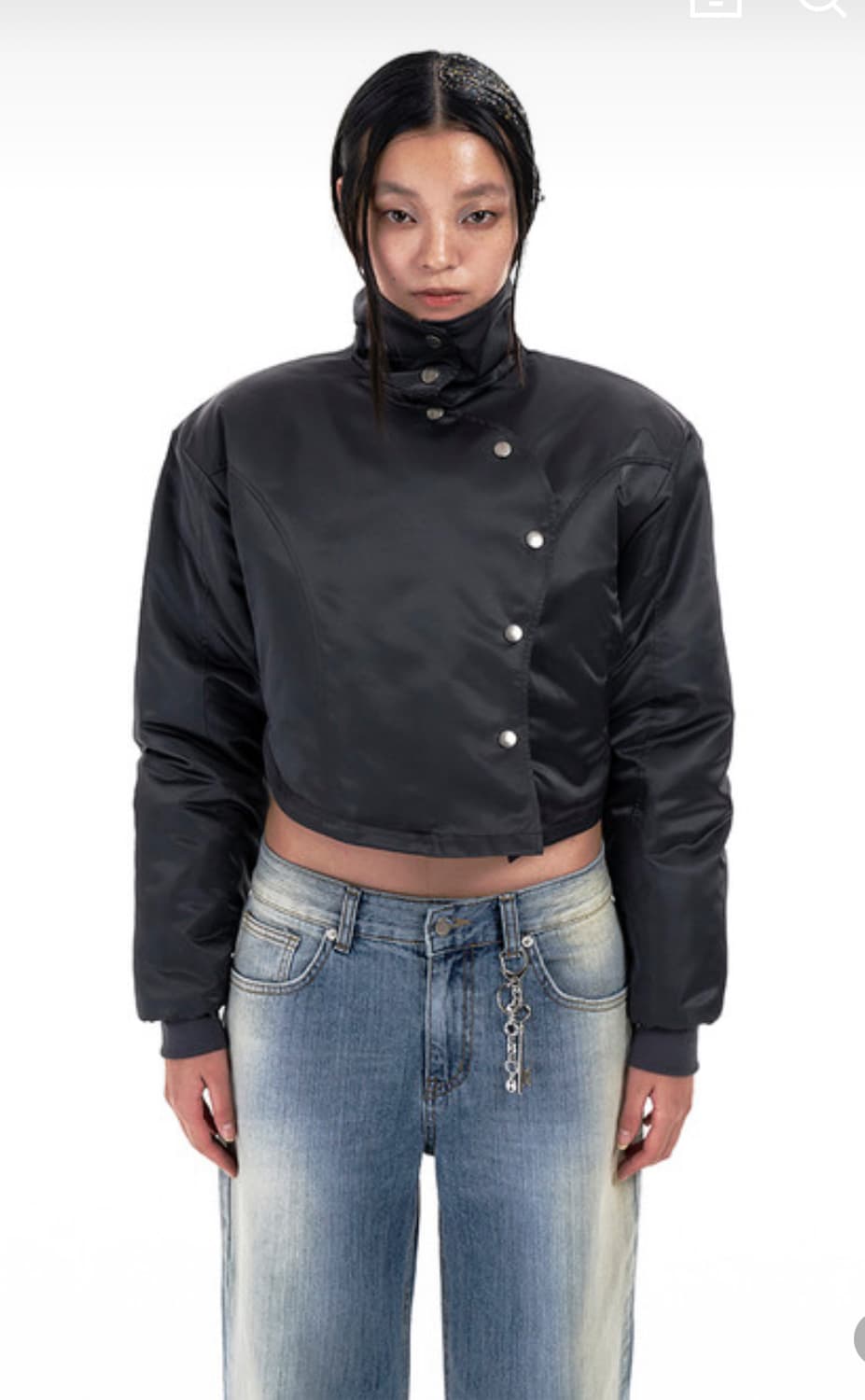 Leey 붐버 자켓 차콜 엘이이와이 WAVE BOMBER JACKET 상품이미지1