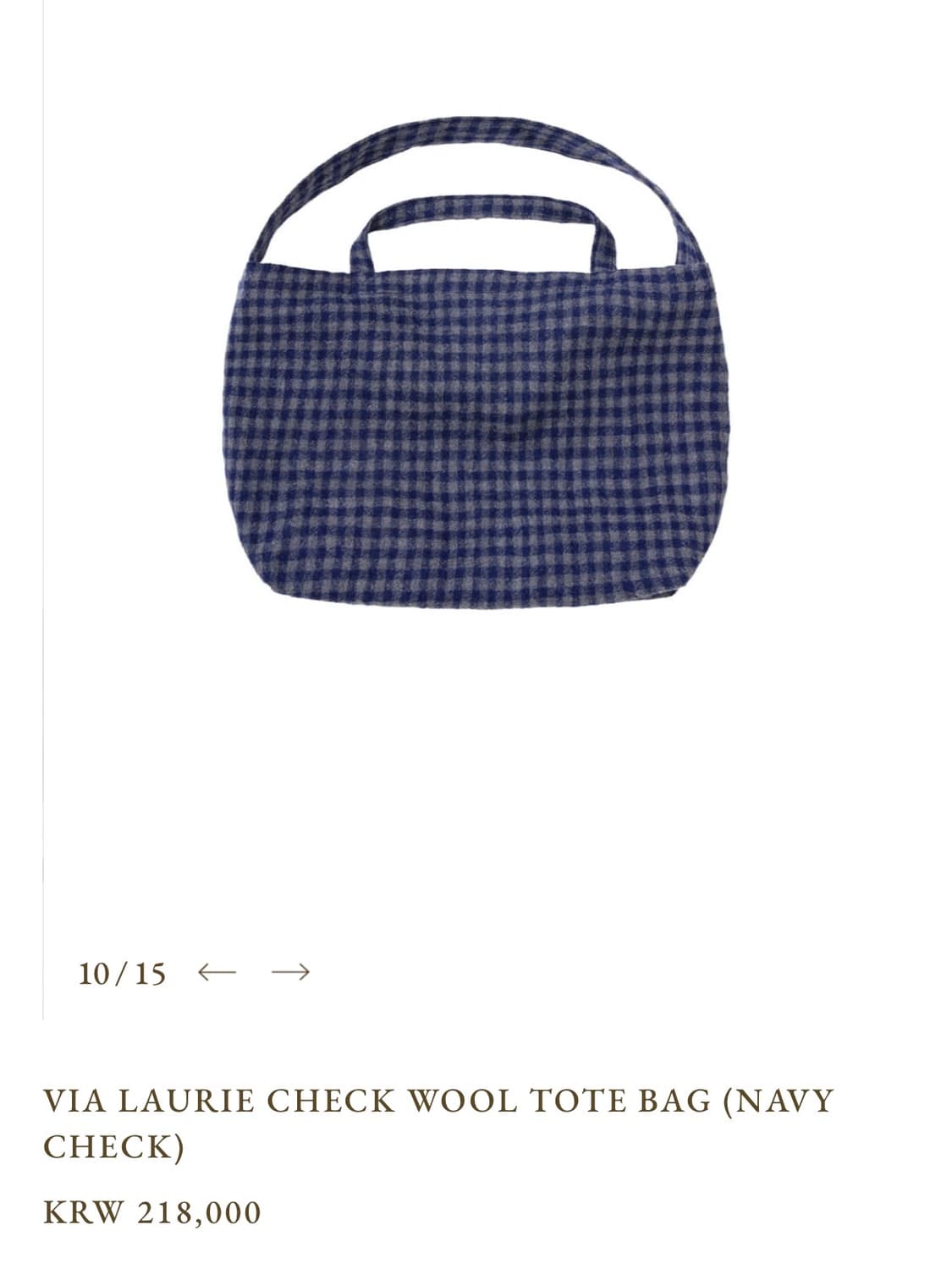 비아플레인 VIA LAURIE CHECK WOOL TOTE BAG 상품이미지2