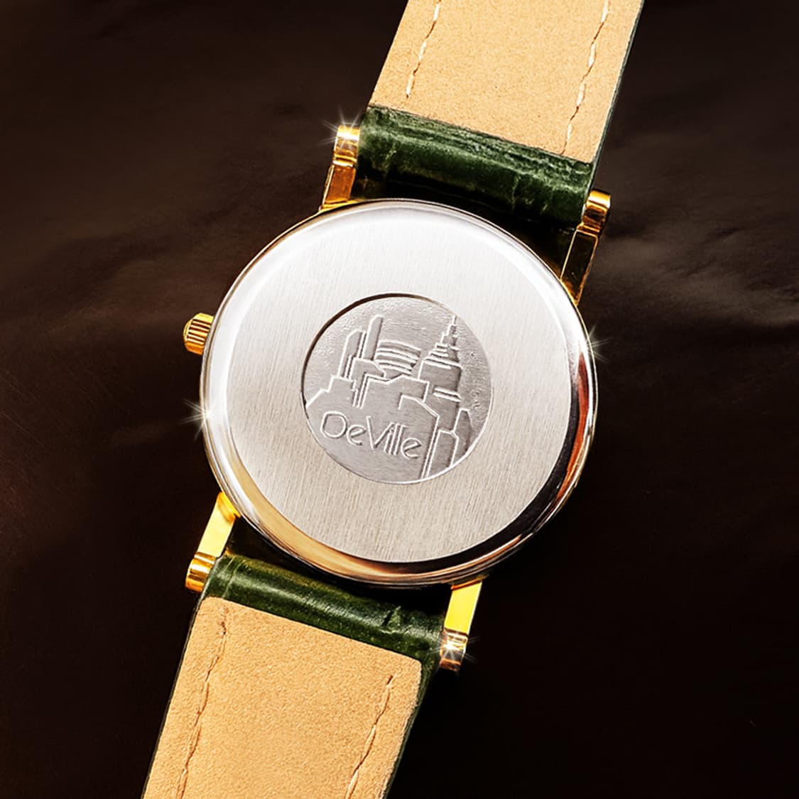 오메가 드빌 희귀 화이트 아이보리 다이얼 여성 그린 악어 가죽 시계 상품이미지7