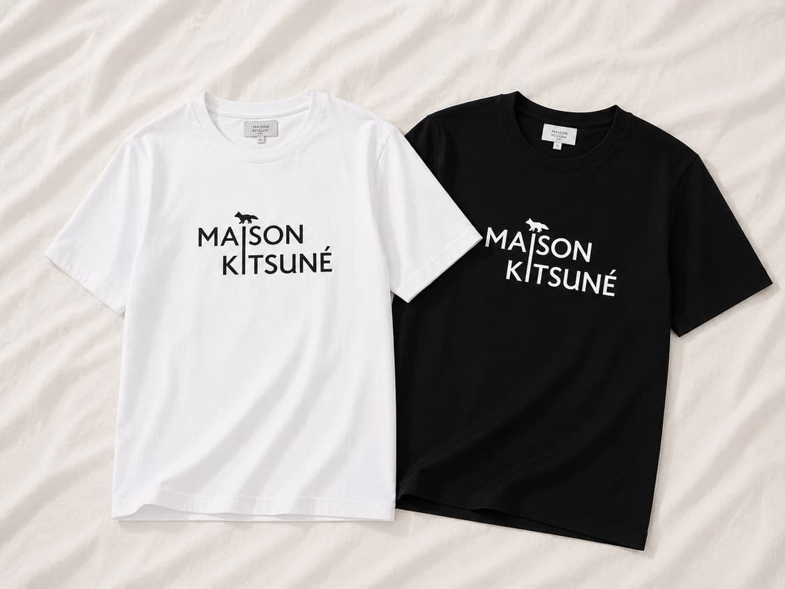 메종키츠네 반팔티 블랙/화이트 상품이미지1