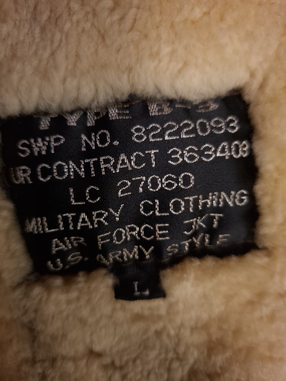 미공군 B-3 TYPE 천연가죽 항공 폭격기 무스탕 상품이미지5