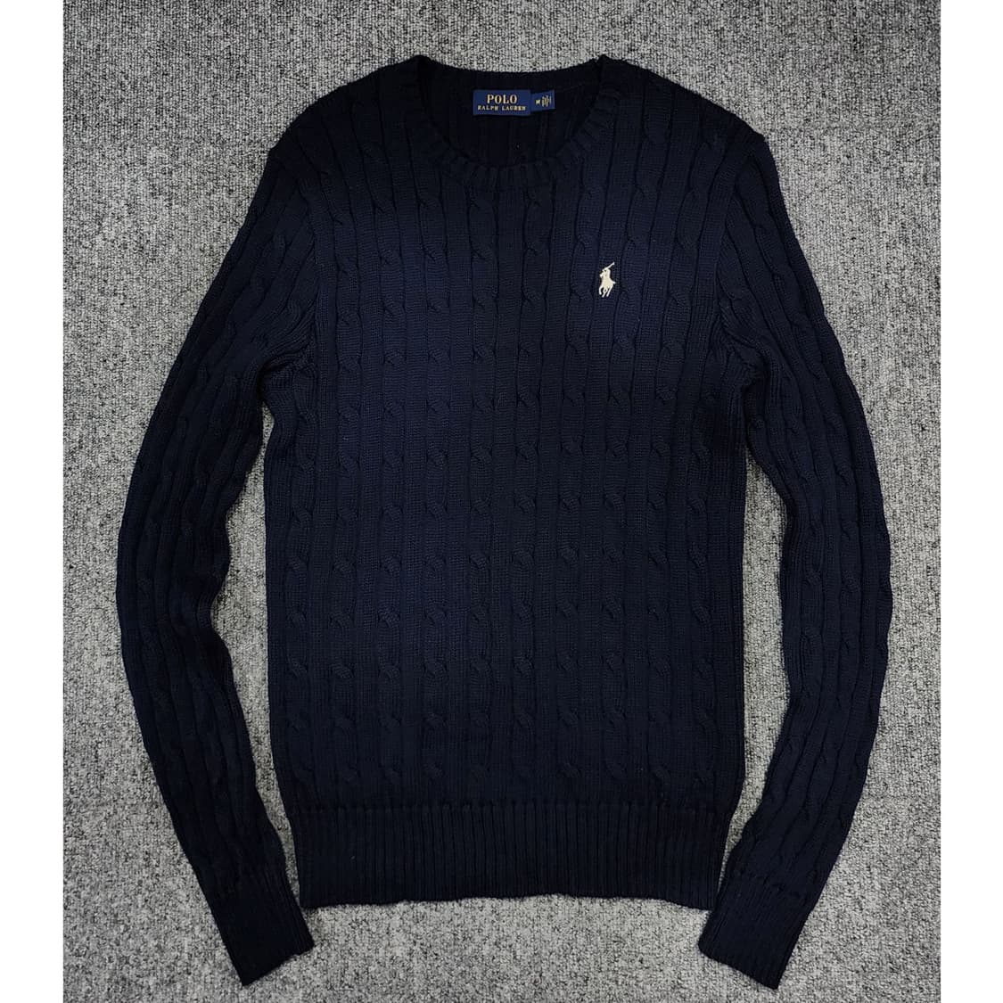 폴로 랄프로렌 화이트 포니 케이블 꽈배기 니트 네이비 M 상품이미지1