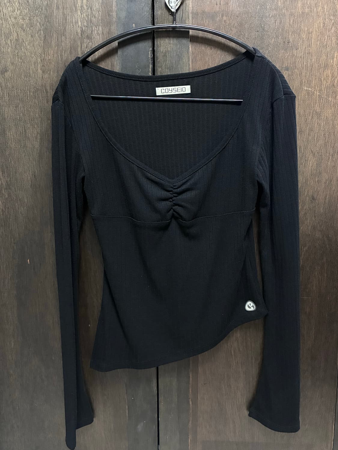 코이세이오 UNBALANCE SHIRRING TOP BLACK 상품이미지1
