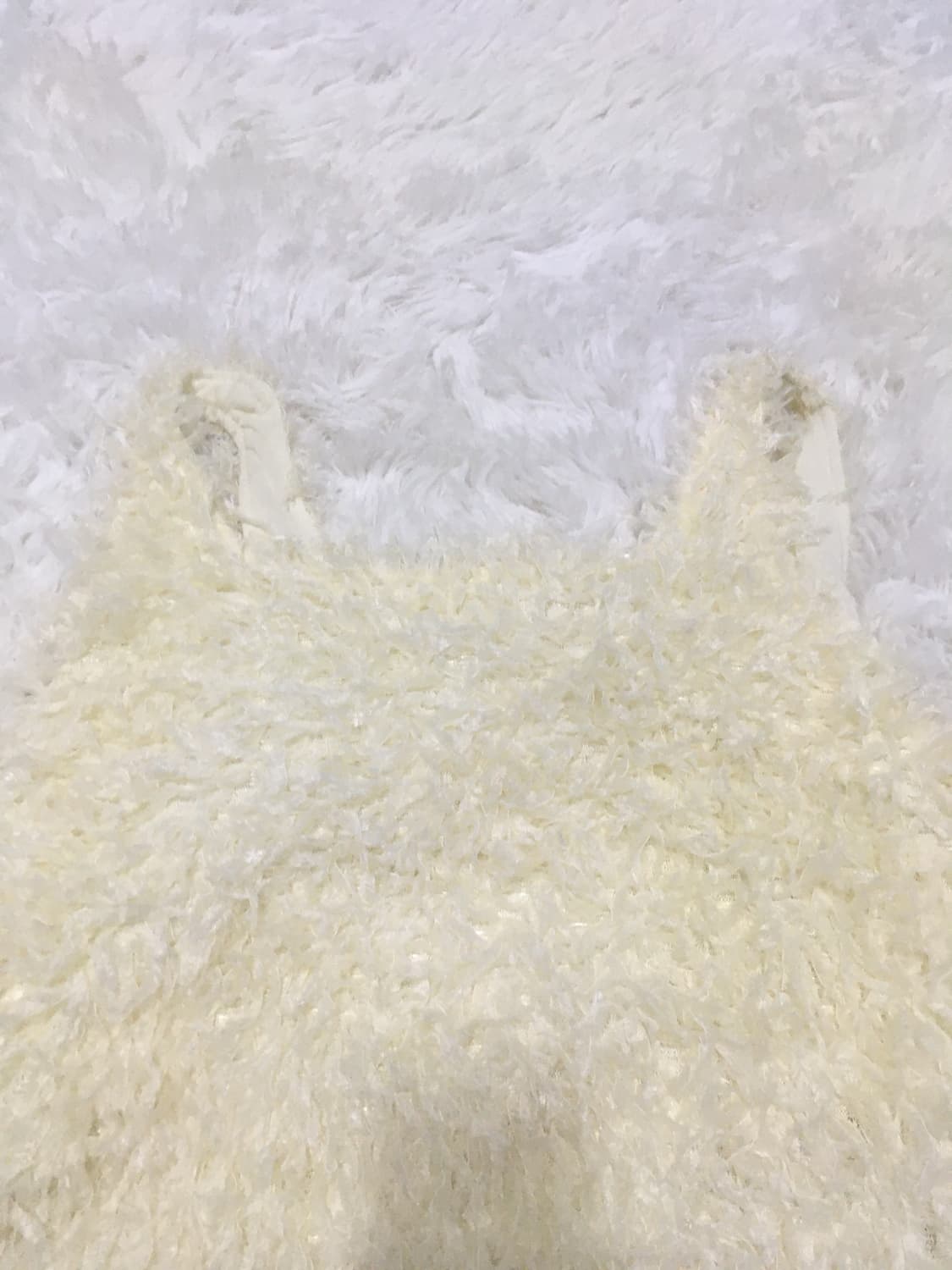 빈티지 아이보리 퍼 크롭 나시 y2k 스트릿 갸루 펑키 일본빈티지731  상품이미지4