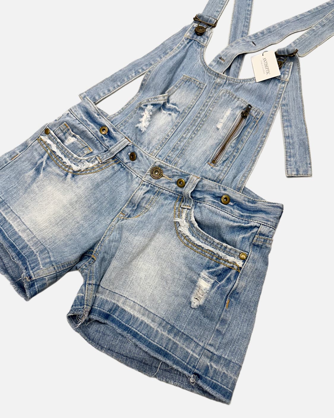 distressed detail denim overall 상품이미지2
