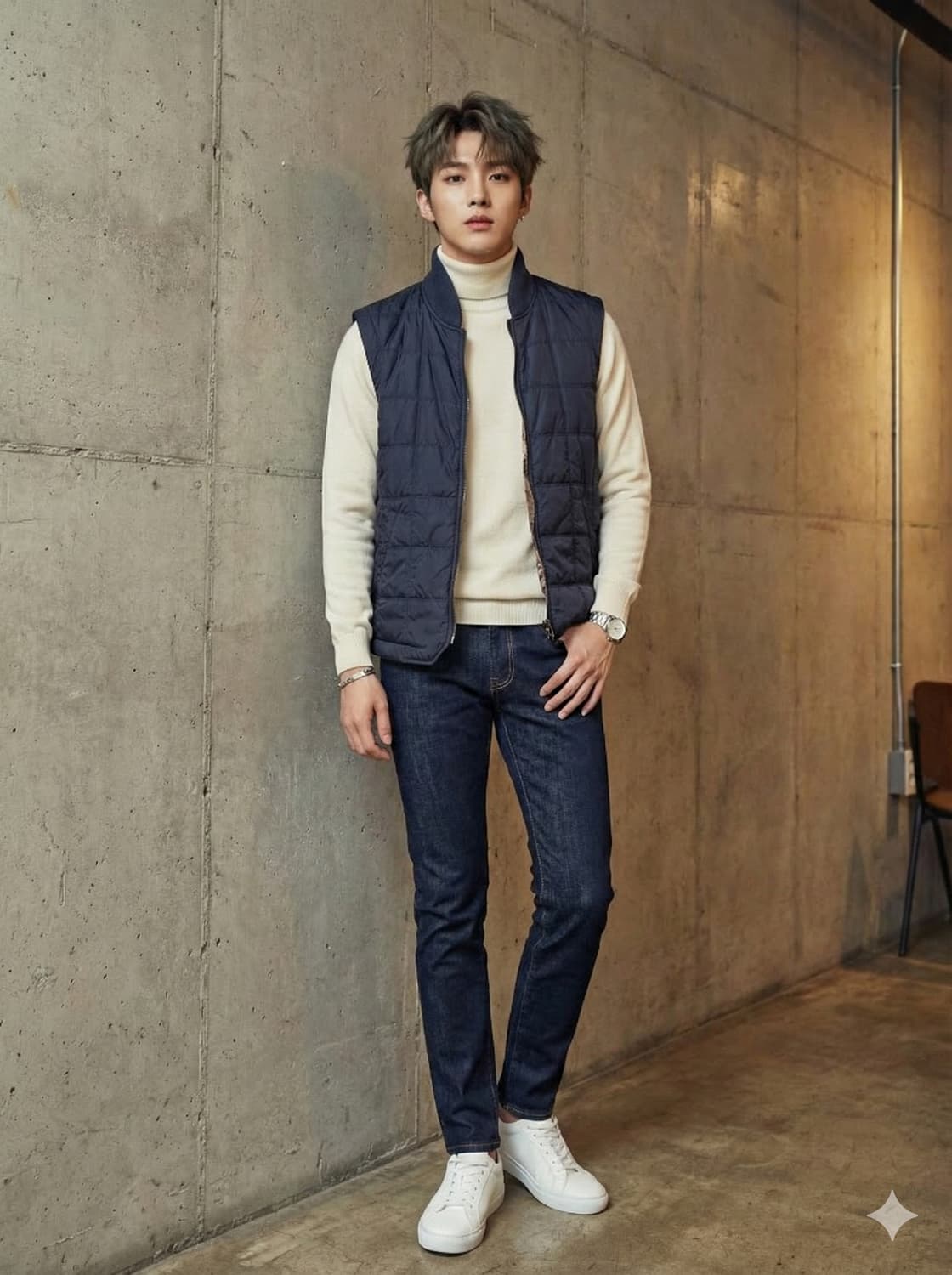 시리즈 스퀘어 퀼팅 패딩 조끼 네이비_100 상품이미지1