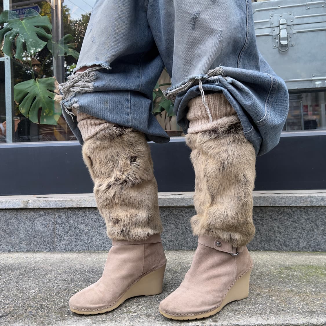 00s Y2K 베티 뮬러 토끼털 롱부츠 상품이미지1